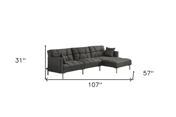 Homeroots Dark Gray Polyester Modular L Shaped Two Piece Sofa And Chaise Sectional And Toss Pillows   524234