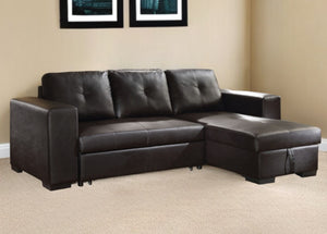 Homeroots Black Faux Leather Sleeper L Shaped Two Piece   524246