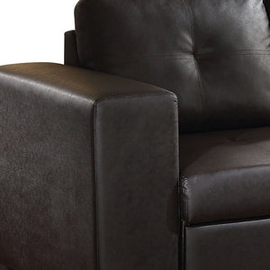 Homeroots Black Faux Leather Sleeper L Shaped Two Piece   524246