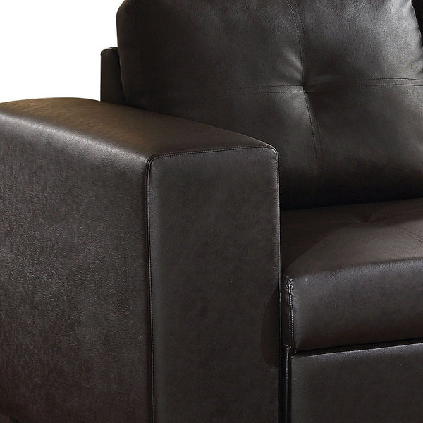 Homeroots Black Faux Leather Sleeper L Shaped Two Piece   524246