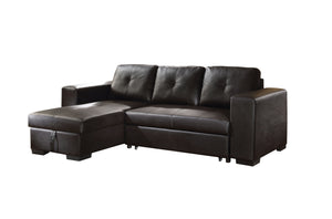 Homeroots Black Faux Leather Sleeper L Shaped Two Piece   524246