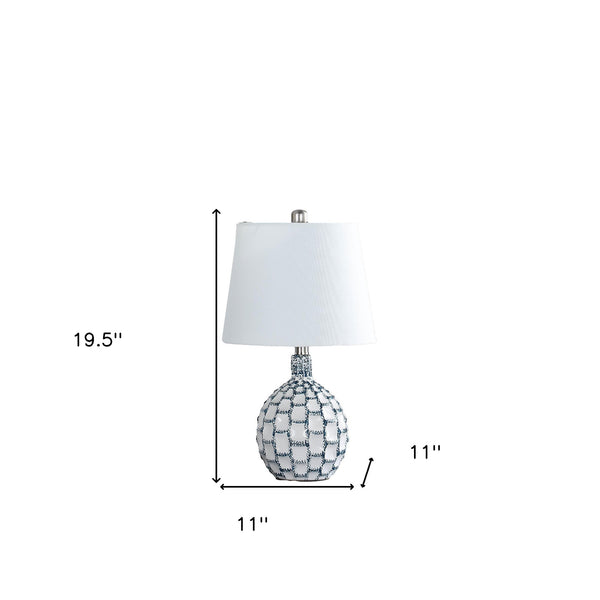 Homeroots 20" Blue And White Ceramic Table Lamp With Off White Drum Shade   524248