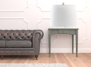 Homeroots 29" Silver Bamboo Design Table Lamp With Off White Drum Shade   524250