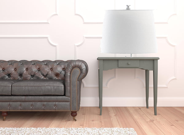 Homeroots 29" Silver Bamboo Design Table Lamp With Off White Drum Shade   524250