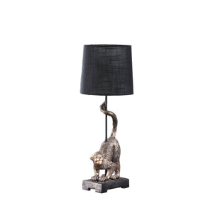 Homeroots 24" Antiqued Gold Monkey Table Lamp With Black Drum Shade Black  524263