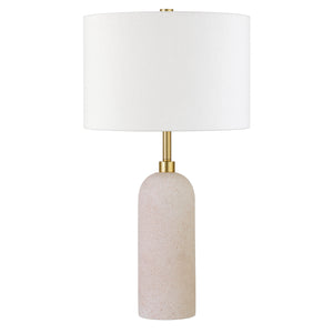 Homeroots 22" Sand Ceramic Table Lamp With White Drum Shade   524275