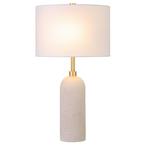Homeroots 22" Sand Ceramic Table Lamp With White Drum Shade   524275
