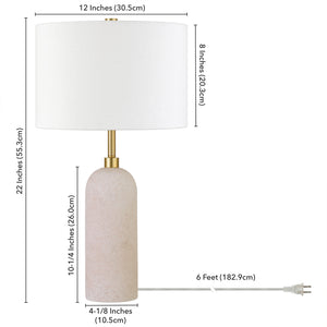 Homeroots 22" Sand Ceramic Table Lamp With White Drum Shade   524275