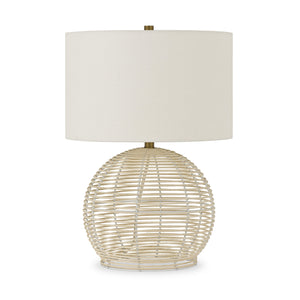 Homeroots 21" Natural Rattan Table Lamp With White Drum Shade   524282