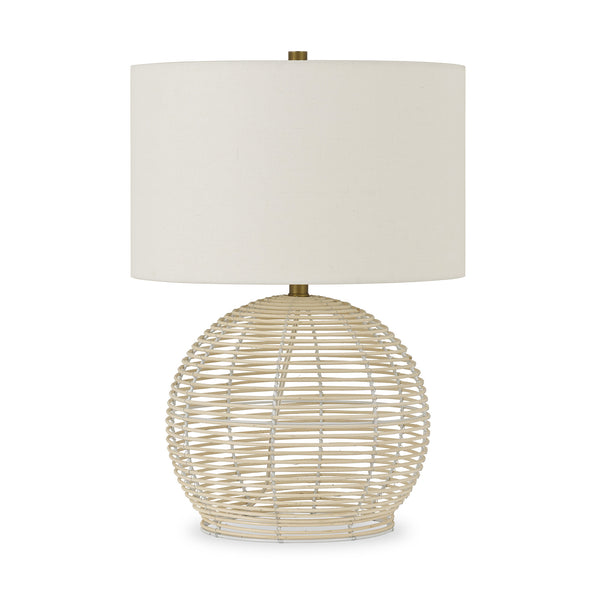 Homeroots 21" Natural Rattan Table Lamp With White Drum Shade   524282