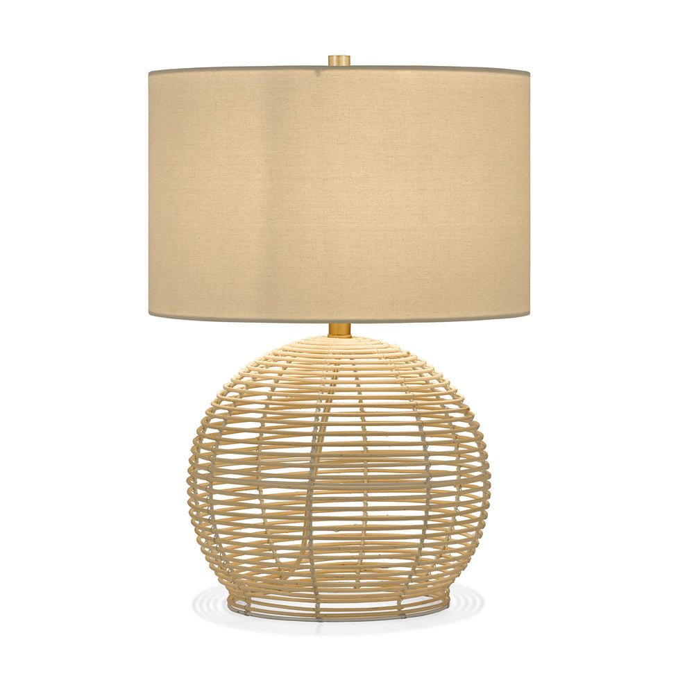 Homeroots 21" Natural Rattan Table Lamp With White Drum Shade   524282