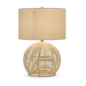 Homeroots 21" Natural Rattan Table Lamp With White Drum Shade   524282