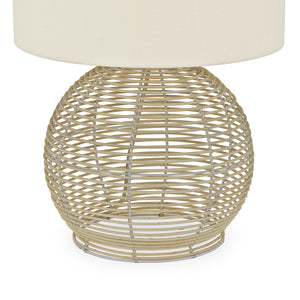Homeroots 21" Natural Rattan Table Lamp With White Drum Shade   524282