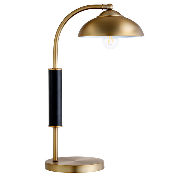 Homeroots 24" Gold And Black Metal Desk Table Lamp With Gold Dome Shade   524299