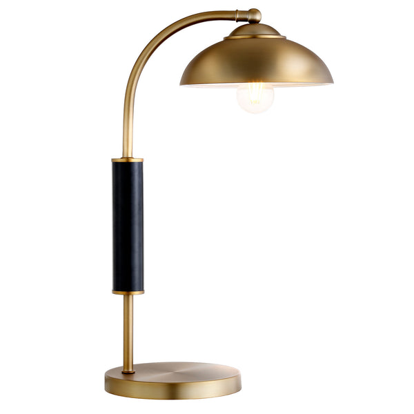 Homeroots 24" Gold And Black Metal Desk Table Lamp With Gold Dome Shade   524299