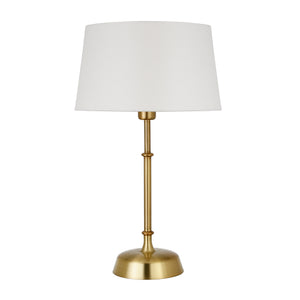 Homeroots 24" Brass Metal Table Lamp With White Drum Shade   524300