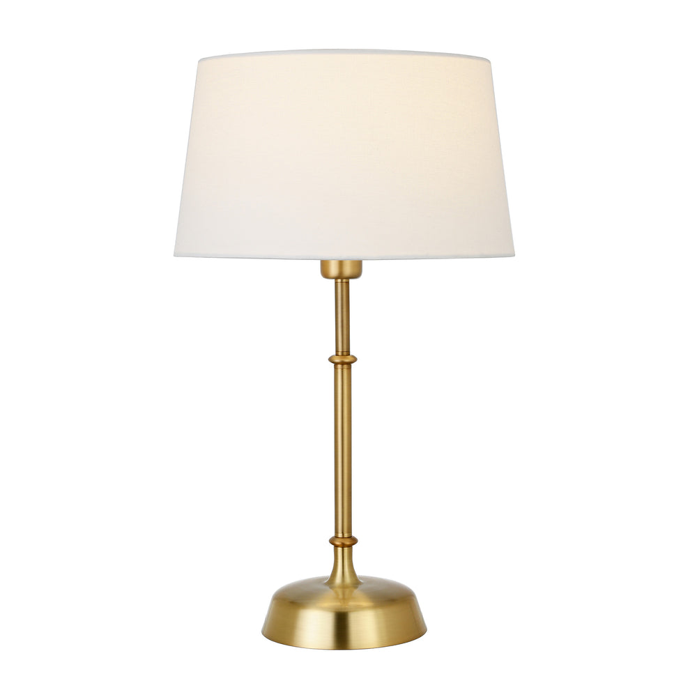 Homeroots 24" Brass Metal Table Lamp With White Drum Shade   524300