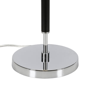 Homeroots 25" Black And Silver Metal Two Light Table Lamp With White Drum Shade   524305