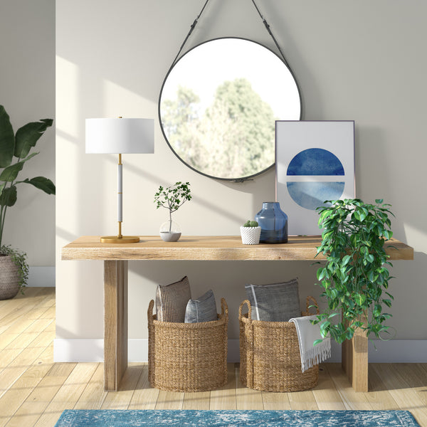 Homeroots 25" Gray And Gold Metal Two Light Table Lamp With White Drum Shade   524311