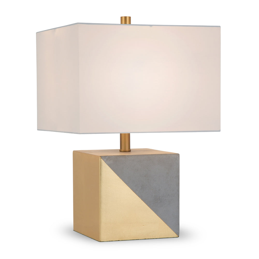 Homeroots 18" Gray And Gold Concrete Table Lamp With White Shade   524317