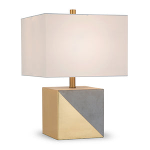 Homeroots 18" Gray And Gold Concrete Table Lamp With White Shade   524317