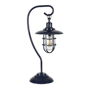 Homeroots 22" Navy Blue Metal Arched Table Lamp With Navy Blue Cage Shade   524330