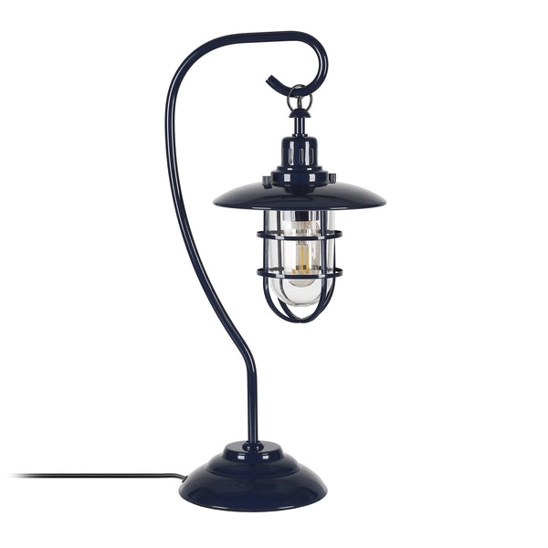 Homeroots 22" Navy Blue Metal Arched Table Lamp With Navy Blue Cage Shade   524330