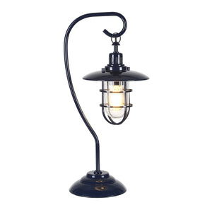 Homeroots 22" Navy Blue Metal Arched Table Lamp With Navy Blue Cage Shade   524330