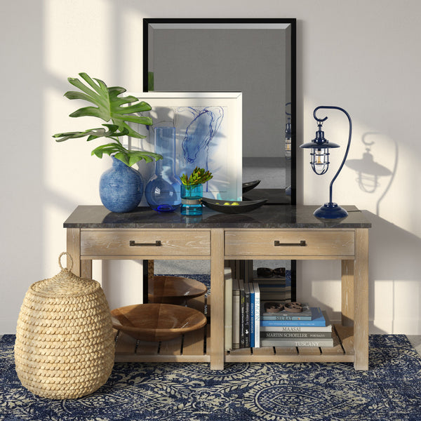 Homeroots 22" Navy Blue Metal Arched Table Lamp With Navy Blue Cage Shade   524330