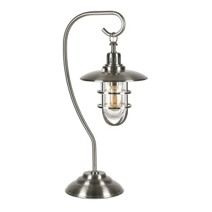 Homeroots 22" Nickel Metal Arched Table Lamp With Nickel Cage Shade   524333