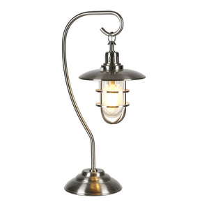 Homeroots 22" Nickel Metal Arched Table Lamp With Nickel Cage Shade   524333
