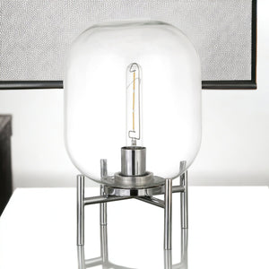 Homeroots 15" Nickel Metal Table Lamp With Clear Cylinder Shade   524340