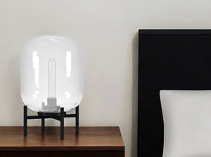 Homeroots 15" Black Metal Table Lamp With Clear Cylinder Shade   524341