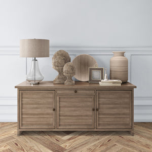 Homeroots 23" Nickel Glass Table Lamp With Flax Drum Shade   524352