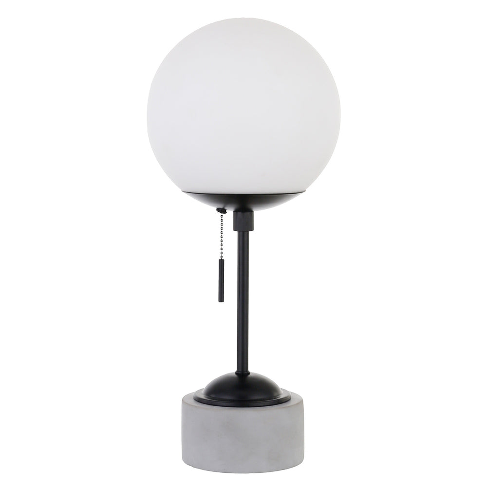 Homeroots 18" Gray And Black Concrete Globe Table Lamp With White Globe Shade   524358