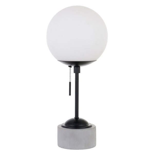 Homeroots 18" Gray And Black Concrete Globe Table Lamp With White Globe Shade   524358