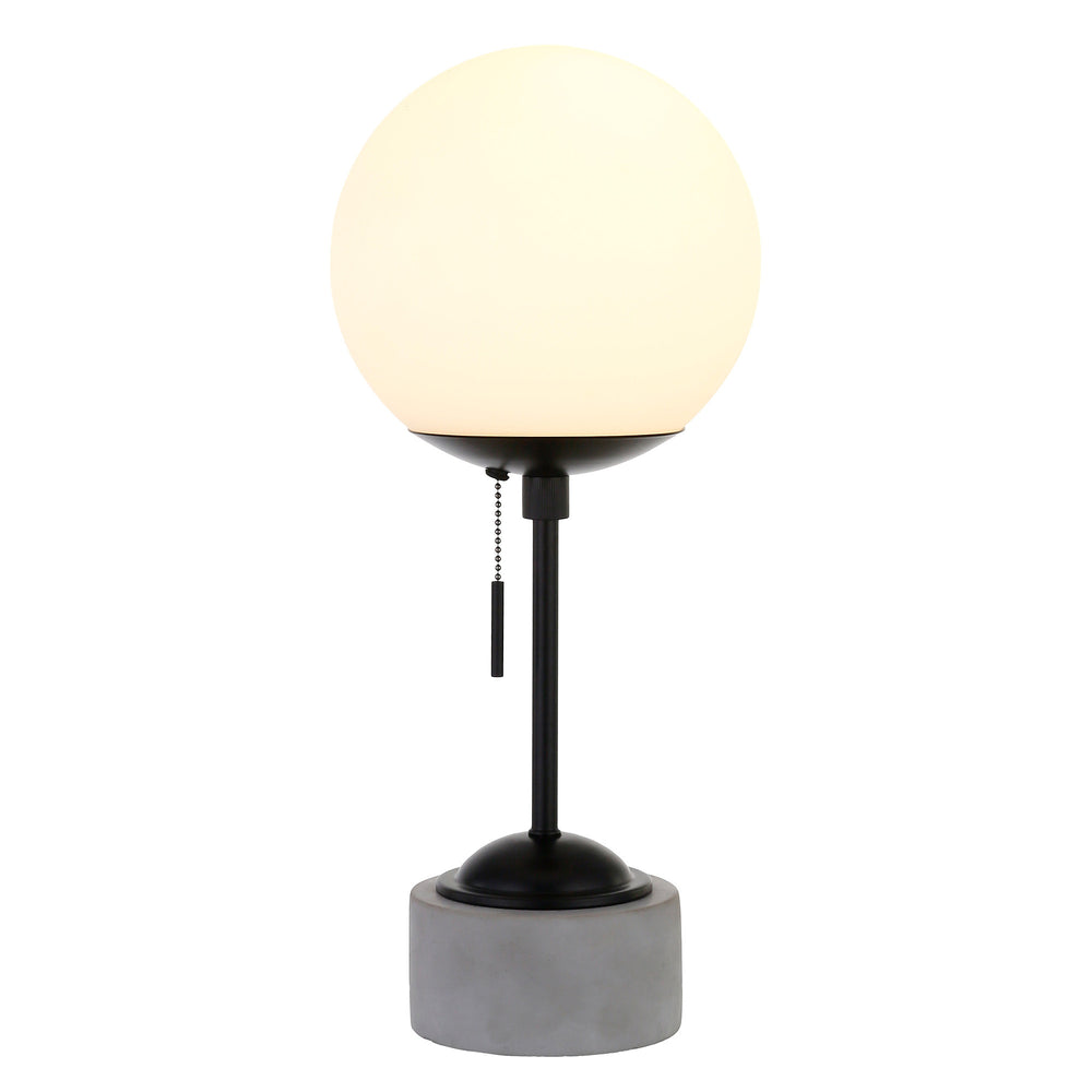 Homeroots 18" Gray And Black Concrete Globe Table Lamp With White Globe Shade   524358