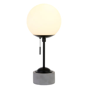 Homeroots 18" Gray And Black Concrete Globe Table Lamp With White Globe Shade   524358