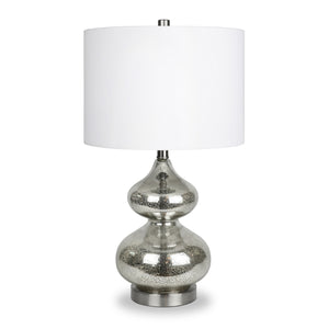 Homeroots 23" Silver Glass Gourd Table Lamp With White Drum Shade   524361