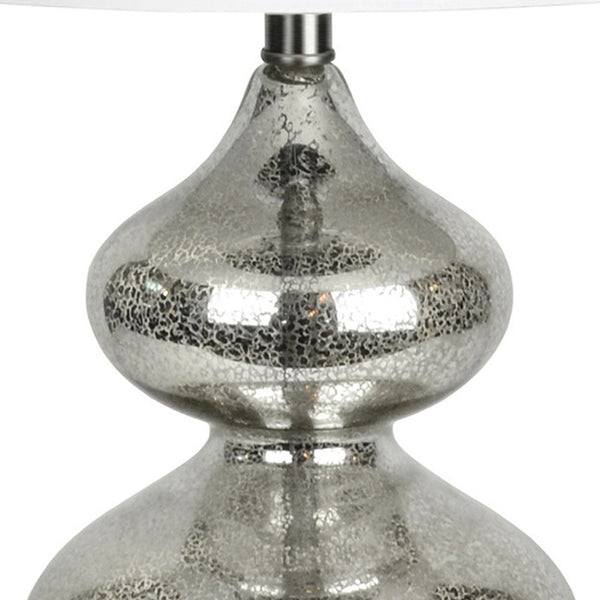 Homeroots 23" Silver Glass Gourd Table Lamp With White Drum Shade   524361