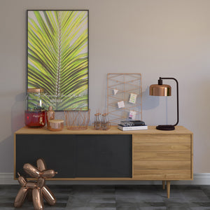 Homeroots 20" Black Metal Arched Table Lamp With Copper Bowl Shade   524367