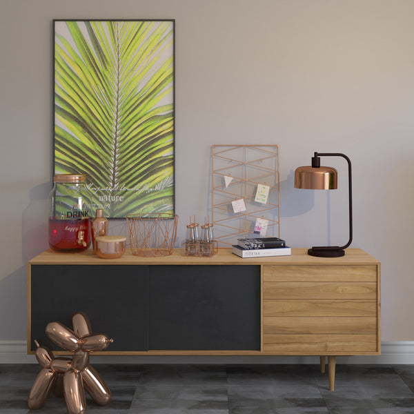 Homeroots 20" Black Metal Arched Table Lamp With Copper Bowl Shade   524367