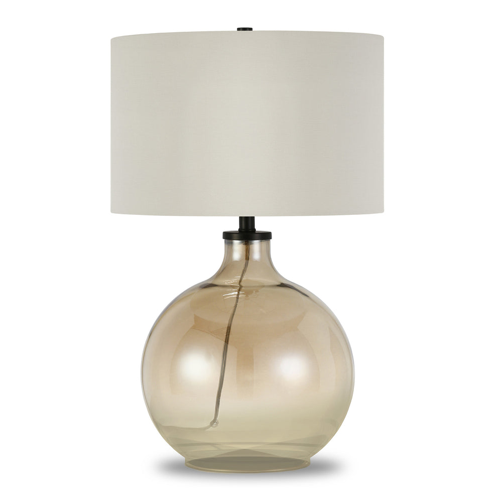 Homeroots 24" Gold Glass Globe Table Lamp With White Drum Shade   524373