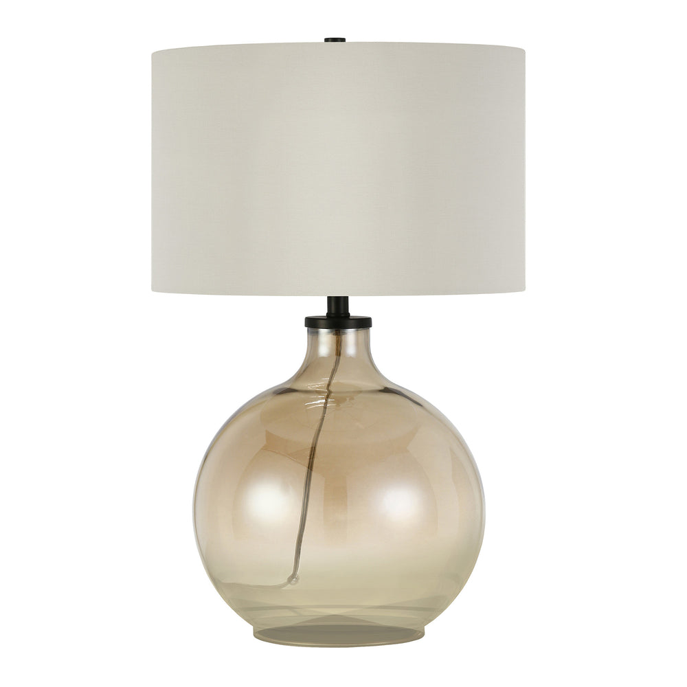 Homeroots 24" Gold Glass Globe Table Lamp With White Drum Shade   524373