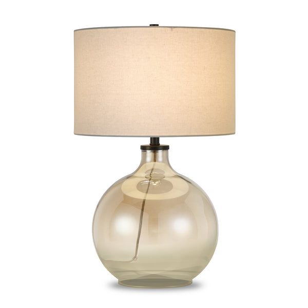 Homeroots 24" Gold Glass Globe Table Lamp With White Drum Shade   524373