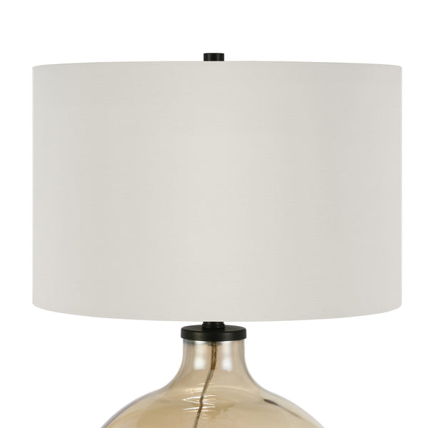 Homeroots 24" Gold Glass Globe Table Lamp With White Drum Shade   524373