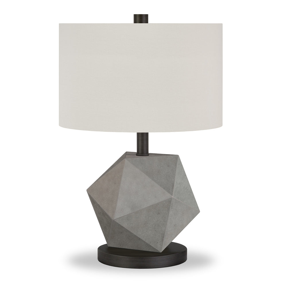 Homeroots 19" Gray And Black Concrete Table Lamp With White Drum Shade   524378