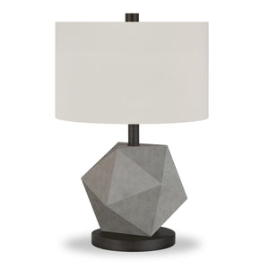 Homeroots 19" Gray And Black Concrete Table Lamp With White Drum Shade   524378