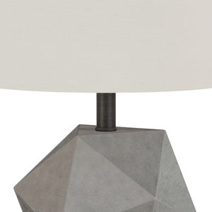 Homeroots 19" Gray And Black Concrete Table Lamp With White Drum Shade   524378