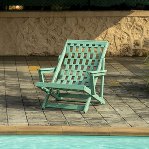 English Elm Pinecrest Outdoor Folding Lounge Chair Recycled Hdpe Reclining Patio Seat with Cushion Green B2745P409692